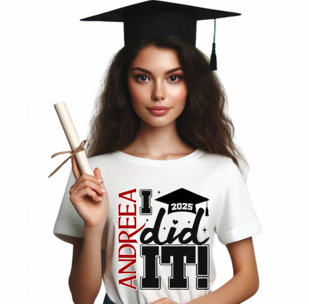 Cadouri pentru profesori sau absolventi - Tricou absolvire personalizat pentru elevi liceu sau  gimnaziala cu toca ABS1143