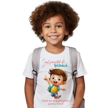 Cadouri aniversare - Tricou alb  Back to school prima zi de gradinita scoala din bumbac ABS11221