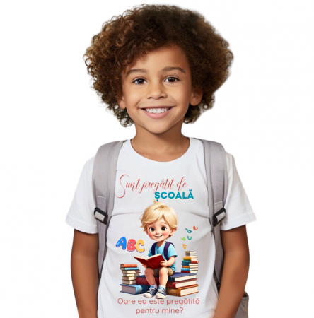 Cadouri aniversare - Tricou alb  Back to school prima zi de gradinita scoala din bumbac ABS11222