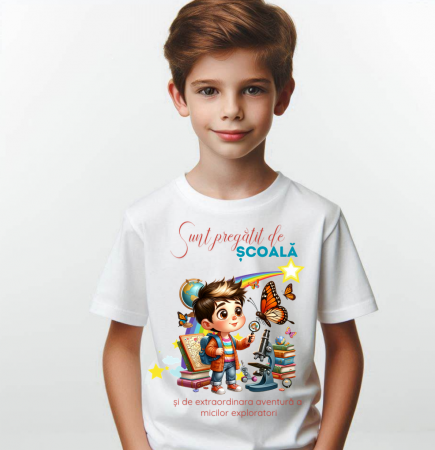 Cadouri aniversare - Tricou alb  Back to school prima zi de gradinita scoala din bumbac ABS11223