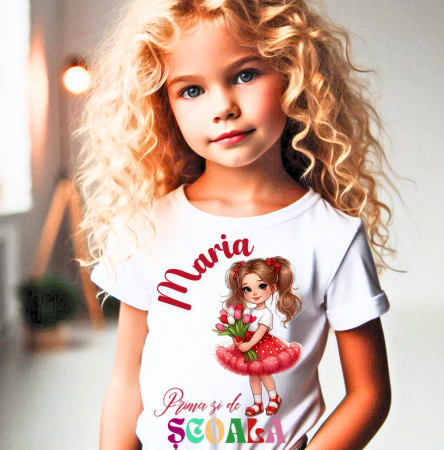 Cadouri copii 9 ani - Tricou alb  Back to school prima zi de gradinita scoala din bumbac ABS11224