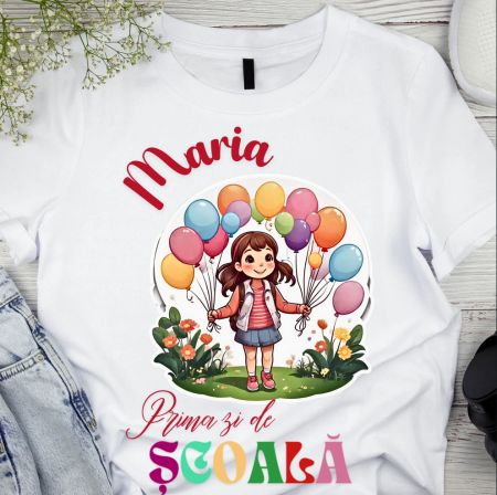 Cadouri copii 9 ani - Tricou alb  Back to school prima zi de gradinita scoala din bumbac ABS11225