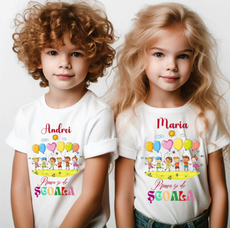 Cadouri aniversare - Tricou alb  Back to school prima zi de gradinita scoala din bumbac ABS11226