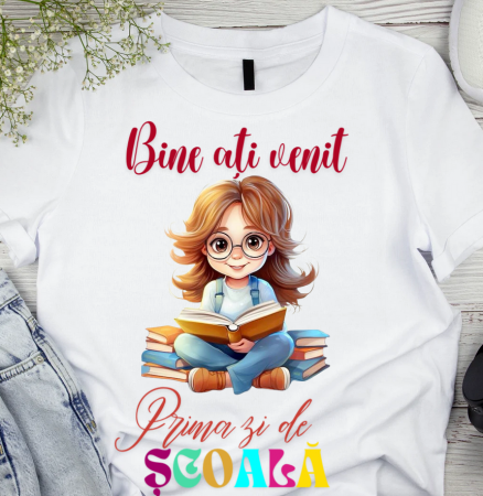 Cadouri aniversare - Tricou alb  Back to school prima zi de gradinita scoala din bumbac ABS11228