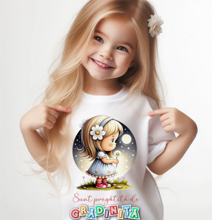 Cadouri copii 5 ani - Tricou alb Back to school prima zi de scoala din bumbac
