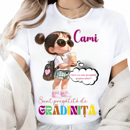 Tricou alb Back to school prima zi de scoala din bumbac [1]