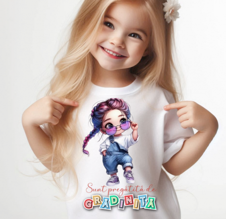 Tricou alb Back to school prima zi de scoala din bumbac [1]
