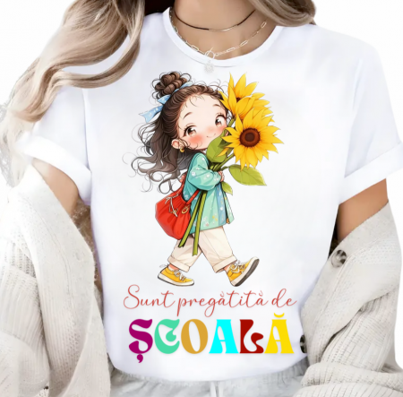 Cadouri pentru profesori sau absolventi - Tricou alb Back to school prima zi de scoala din bumbac