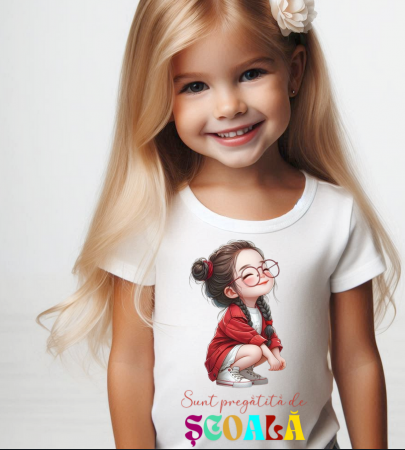 Tricou alb Back to school prima zi de scoala din bumbac [1]