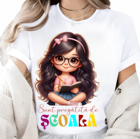Cadouri copii 5 ani - Tricou alb Back to school prima zi de scoala din bumbac
