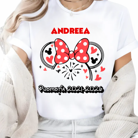 Tricou alb Clasa lui Minnie si Mickey Mouse la scoala din bumbac ABS116.2 [1]