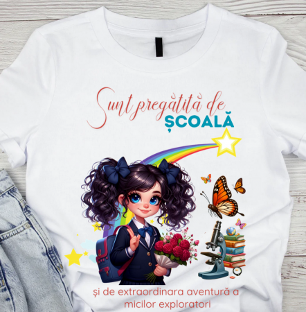 Cadouri aniversare - Tricou alb Back to school prima zi de gradinita  din bumbac ABS1131