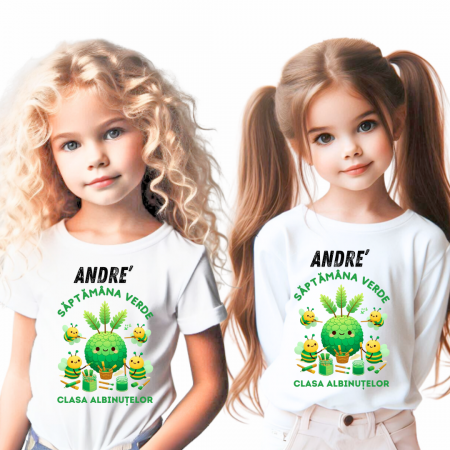 Cadouri copii 5 ani - Tricou Personalizat Saptamana verde si Ziua Pământului clasa albinutelor material  bumbac TSV110