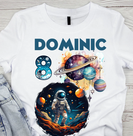 Tricou aniversar astronaut pentru copii alb din bumbac AST1144 Tricou aniversar astronaut pentru copii alb din bumbac AST1144