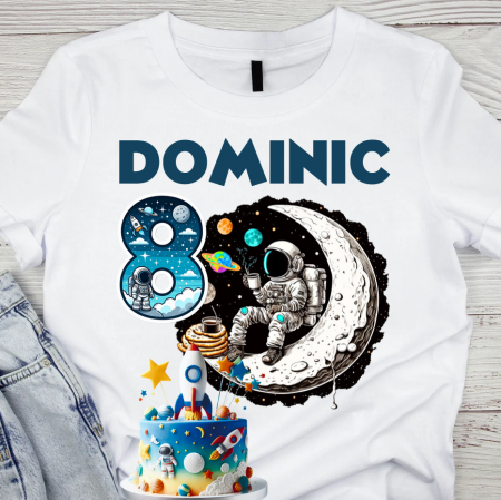 Cadouri copii 5 ani - Tricou aniversar astronaut pentru copii  alb din bumbac AST1147