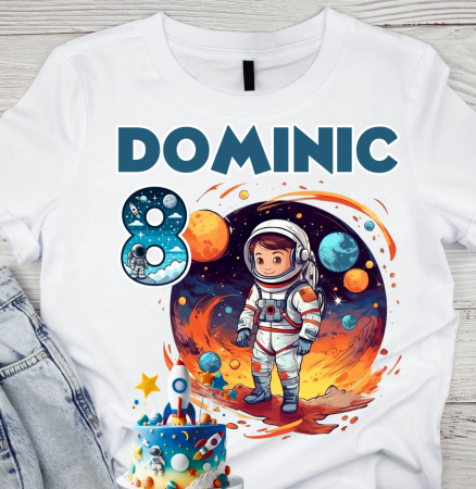 Cadouri pentru profesori sau absolventi - Tricou aniversar astronaut pentru copii  alb din bumbac AST1148