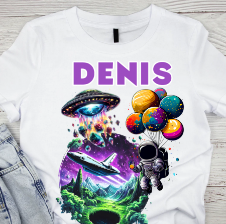 Cadouri copii 5 ani - Tricou aniversar astronaut pentru copii  alb din bumbac AST1152