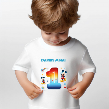 Cadouri Colegi, sefi sau angajati - Tricou aniversar personalizat 1 an cu Mickey Mouse  TAMM1013.2