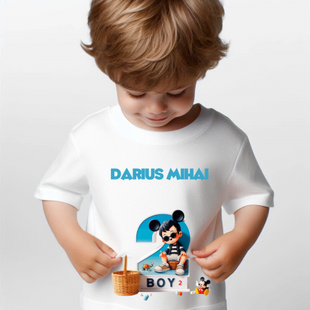 Cadouri Colegi, sefi sau angajati - Tricou aniversar personalizat 2 ani cu Mickey Mouse  TAMM1013.3