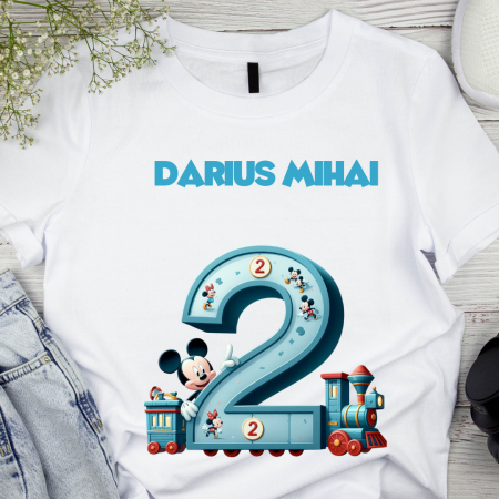 Cadouri Colegi, sefi sau angajati - Tricou aniversar personalizat 2 ani cu Mickey Mouse  TAMM1013.4
