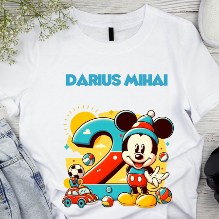 Cadouri Colegi, sefi sau angajati - Tricou aniversar personalizat 2 ani cu Mickey Mouse  TAMM1013.5