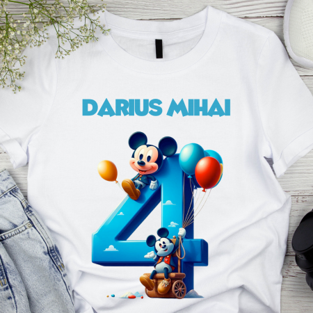 Cadouri Colegi, sefi sau angajati - Tricou aniversar personalizat 4 ani cu Mickey Mouse  TAMM1013.9