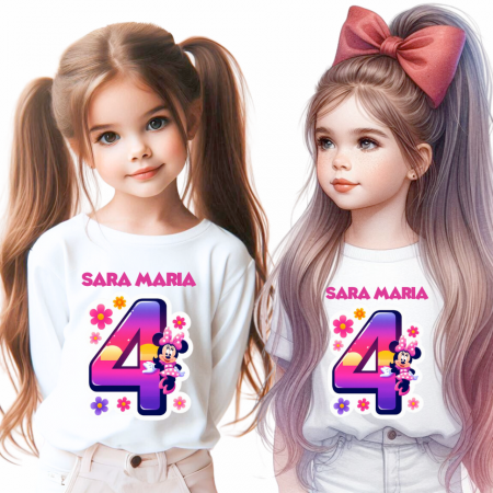 Cadouri Colegi, sefi sau angajati - Tricou aniversar personalizat 4 ani cu Minnie Mouse  TAMM1012.9