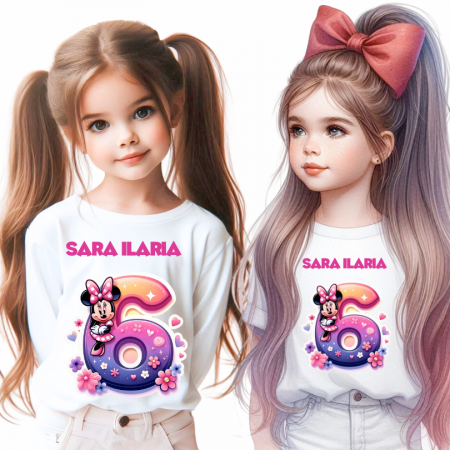 Cadouri Colegi, sefi sau angajati - Tricou aniversar personalizat 6 ani cu Minnie Mouse  TAMM1012.10