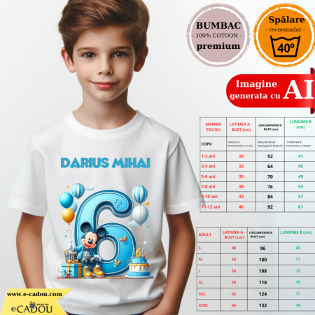 Tricou aniversar personalizat 6 ani cu Mickey Mouse  TAMM1013.12 [1]