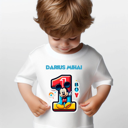 Cadouri Colegi, sefi sau angajati - Tricou aniversar personalizat 1 an cu Mickey Mouse  TAMM1013.1
