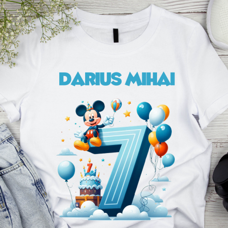 Cadouri Colegi, sefi sau angajati - Tricou aniversar personalizat 7 ani cu Mickey Mouse  TAMM1013.15