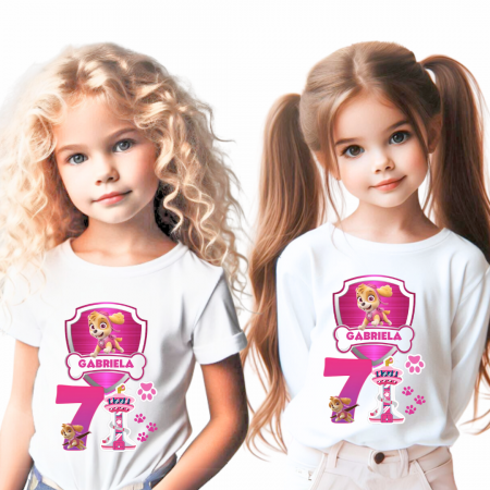 Cadouri Colegi, sefi sau angajati - Tricou aniversar personalizat cu Skye din Patrula Catelusilor TAMM1015.2