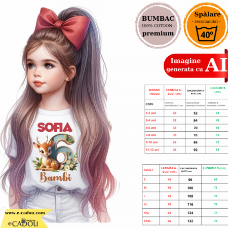 Tricou aniversar personalizat cu caprioara Bambi TAMM1015.1 [1]