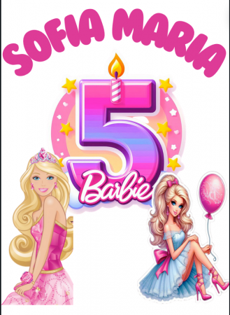 Tricou aniversar  personalizat cu papusa Barbie  TAN1011_5.6 Sofia Maria [1]