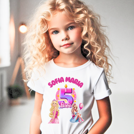 Tricou aniversar  personalizat cu papusa Barbie  TAN1011_5.6 Sofia Maria [0]