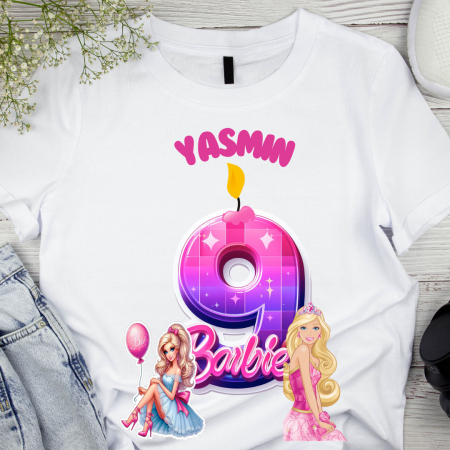 Cadouri aniversare - Tricou aniversar personalizat BARBIE crifra aniversara TAN1013