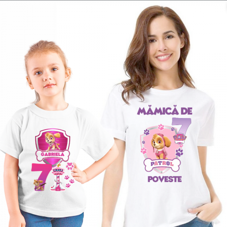 Cadouri Colegi, sefi sau angajati - Tricou aniversar personalizat pentru mamici cu Skye din Patrula Catelusilor TAMM1015.3