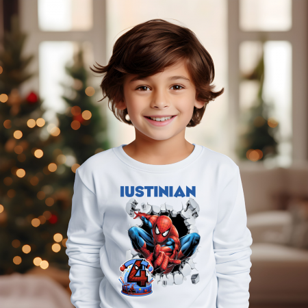 Cadouri Colegi, sefi sau angajati - Tricou aniversar personalizat tematica Spiderman cu tort aniversar TAMM1015.4