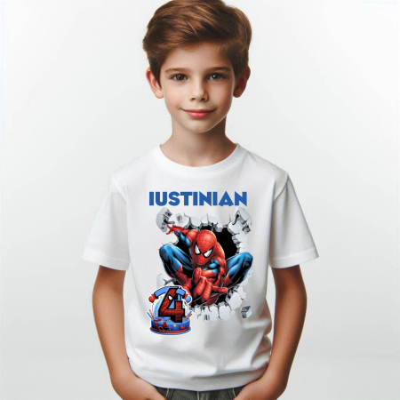 Tricou aniversar personalizat tematica Spiderman cu tort aniversar TAMM1015.4 [1]