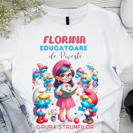Cadouri Colegi, sefi sau angajati - Tricou Doamna educatoare la Clasa strumfilor  pentru scoala sau gradinita  ABS1068.51