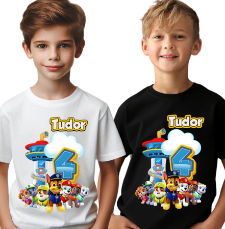 Cadouri copii 5 ani - Tricou Copii Patrula catelusilor PAW PATROL cu Cifră Aniversară | Cadou Personalizat e-CADOU - Copie