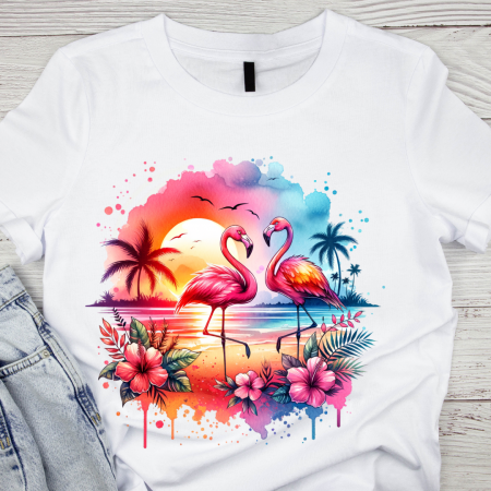 Tricouri personalizate femei - Tricou copii sau adulti din bumbac model Flamingo personalizat cu nume  sau poza preferata TC5042q