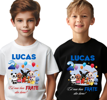 Cadouri copii 5 ani - Tricou Copii Bing Bunny cu Cifră Aniversară | Cadou Personalizat e-CADOU