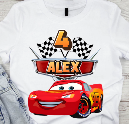 Cadouri copii 5 ani - Tricou cu  Masina Mc Queen cu Cifră Aniversară Official| Cadou Personalizat e-CADOU