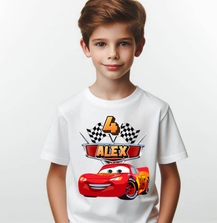 Tricou cu  Masina Mc Queen cu Cifră Aniversară Official| Cadou Personalizat e-CADOU [1]