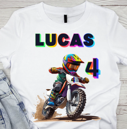 Cadouri copii 5 ani - Tricou cu  Motocicleta cu Cifră Aniversară Official| Cadou Personalizat e-CADOU