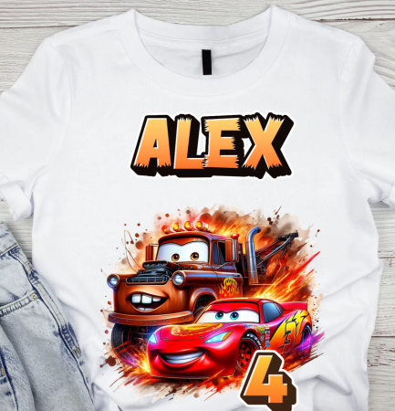 Cadouri copii 5 ani - Tricou cu  Masina Mc Queen cu Cifră Aniversară Official| Cadou Personalizat e-CADOU