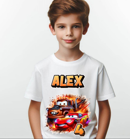 Tricou cu  Masina Mc Queen cu Cifră Aniversară Official| Cadou Personalizat e-CADOU [1]