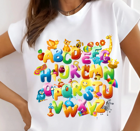 Tricou de scoala cu literele alfabetului– cadou personalizat pentru profesori sau elevi [1]
