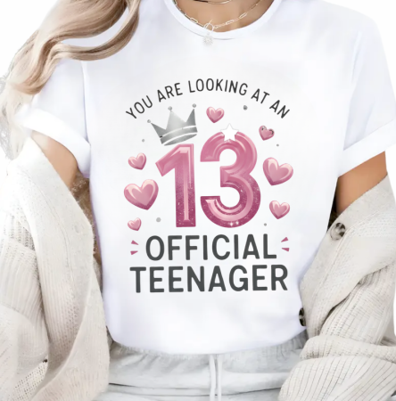 Cadouri pentru profesori sau absolventi - Tricou personalizat adolescenti 13 official Teenager  Cadou Inspirat pentru aniversare